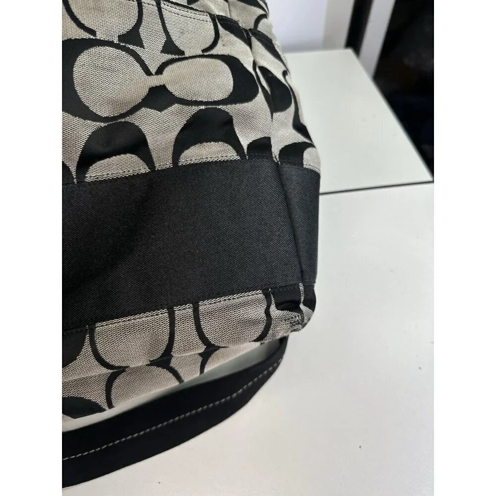 DAMAGED/ WORN COACH XL Tote / Diaper Bag /Signature C'S/ F13803/ Black